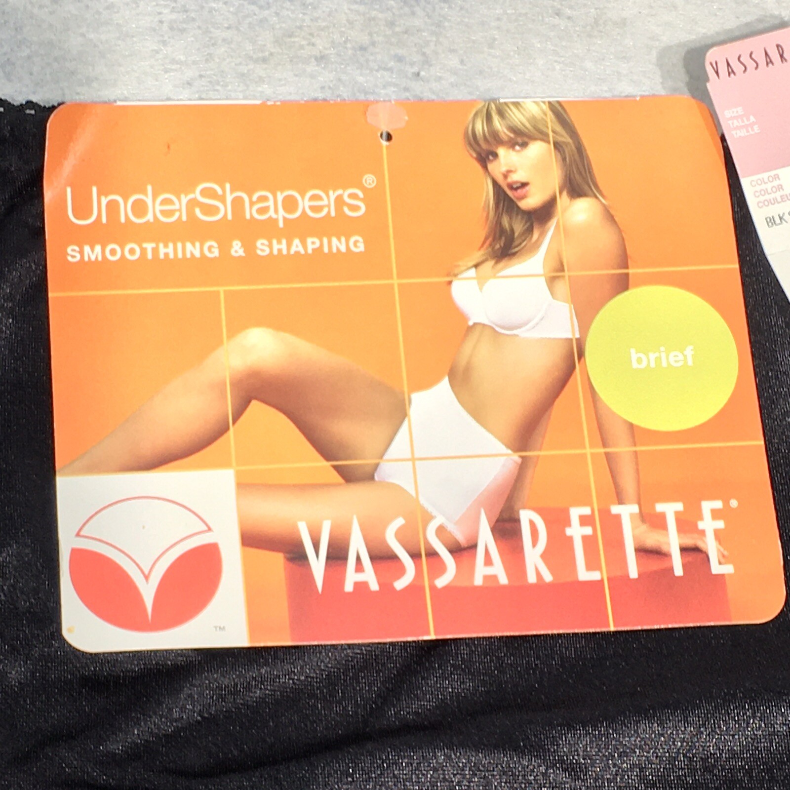 90s NWT DEADSTOCK Vassarette Shapewear Brief Undershapers Black Satin Large Vtg