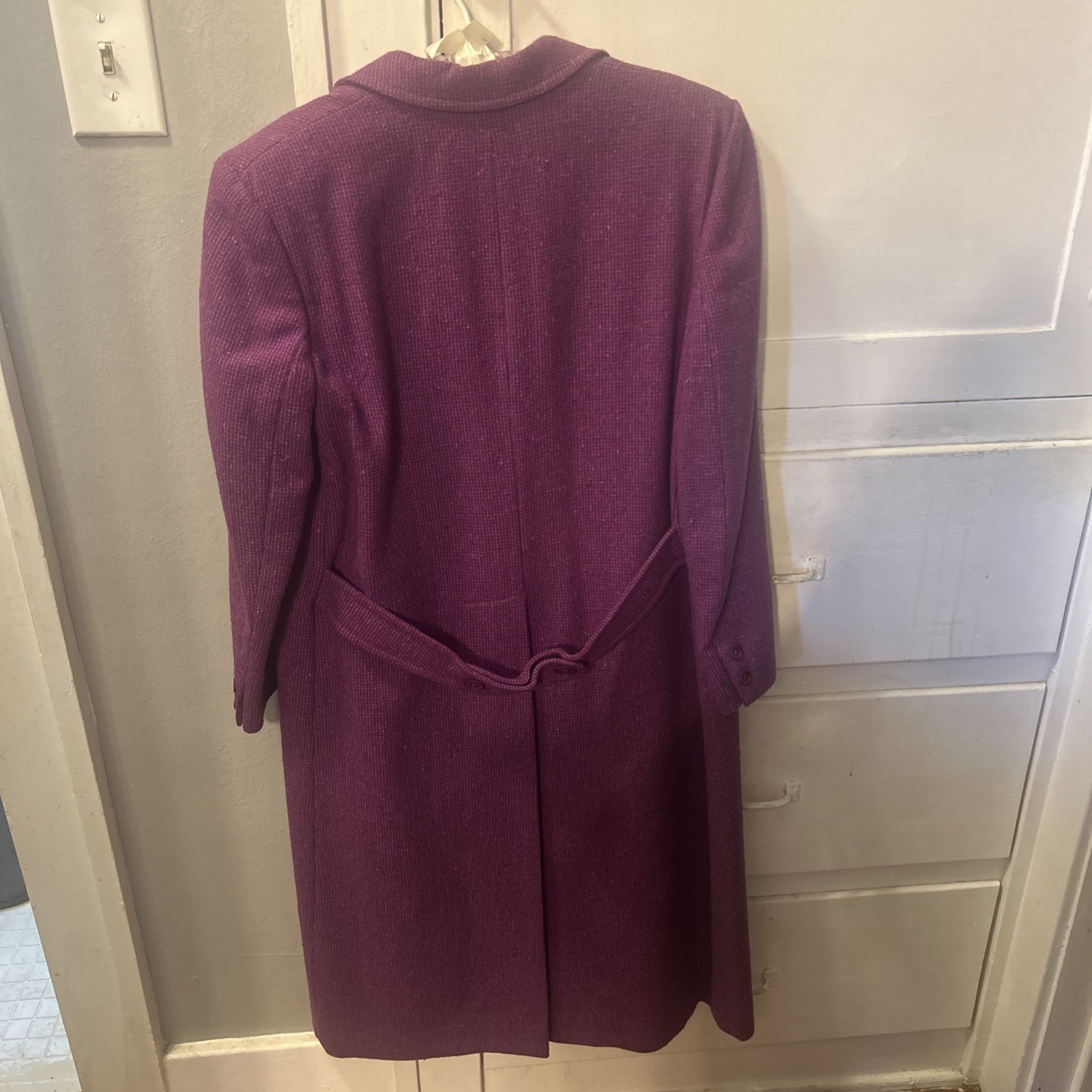Vintage Pendleton Wool Magenta/PurpleLong Button Front Coat Womens Size 8