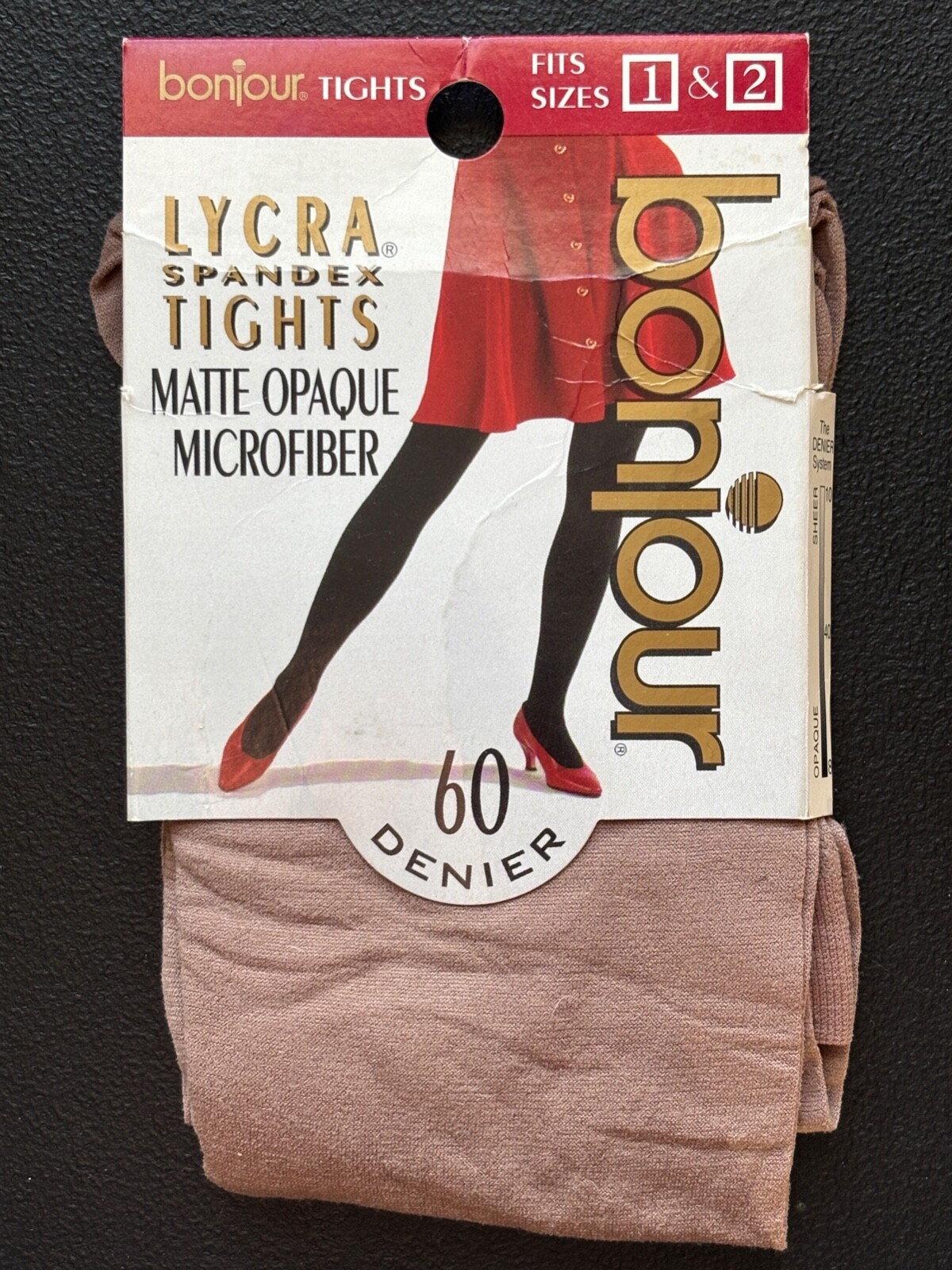 NEW VTG BONJOUR LYCRA TIGHTS MATTE OPAQUE MICROFIBER PANTYHOSE CAMEL BROWN*S/M