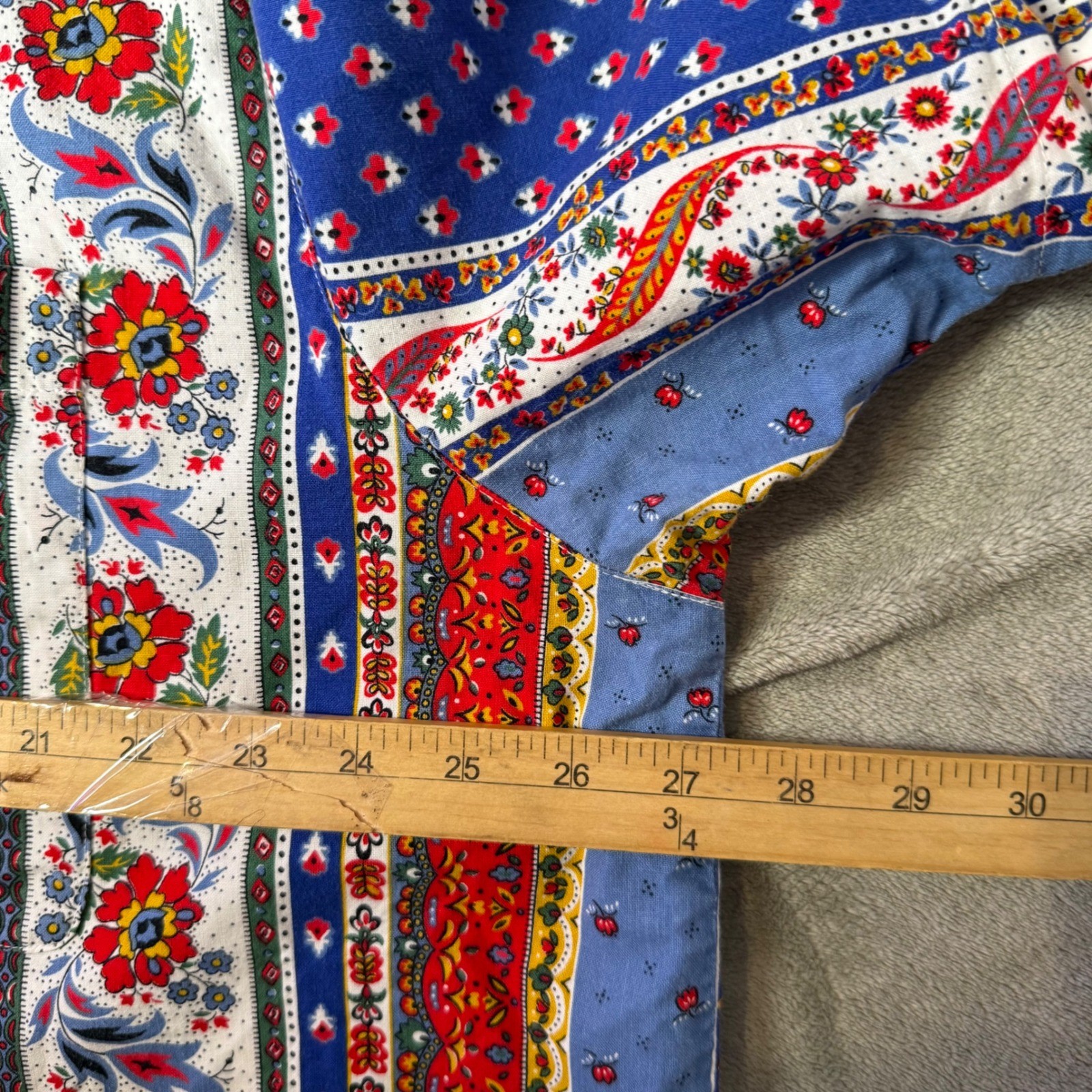 Vintage 90s Floral Patchwork Boxy Shirt Size 20 Novelty Cotton Western Eclectic