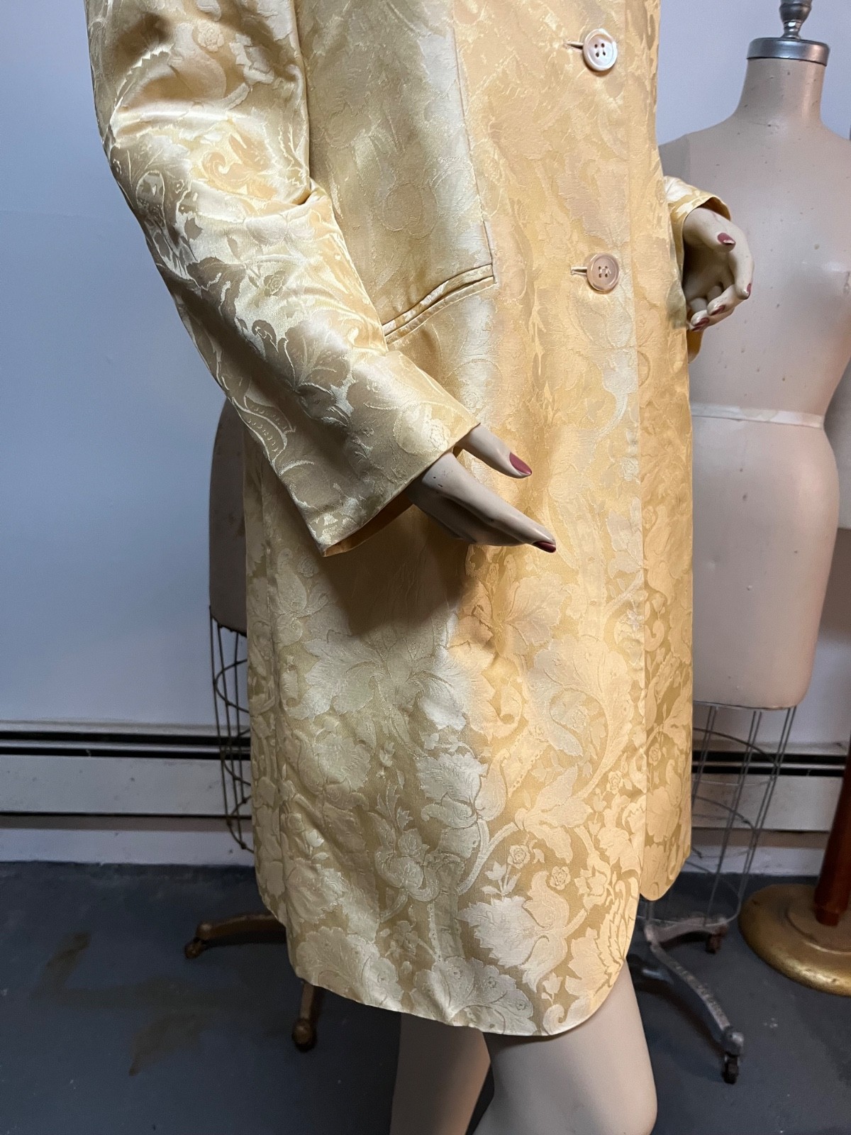 NWT J Peterman Life at Chenonceaux Silk Damask Cutaway Jacket Bust 36-38 $335.00