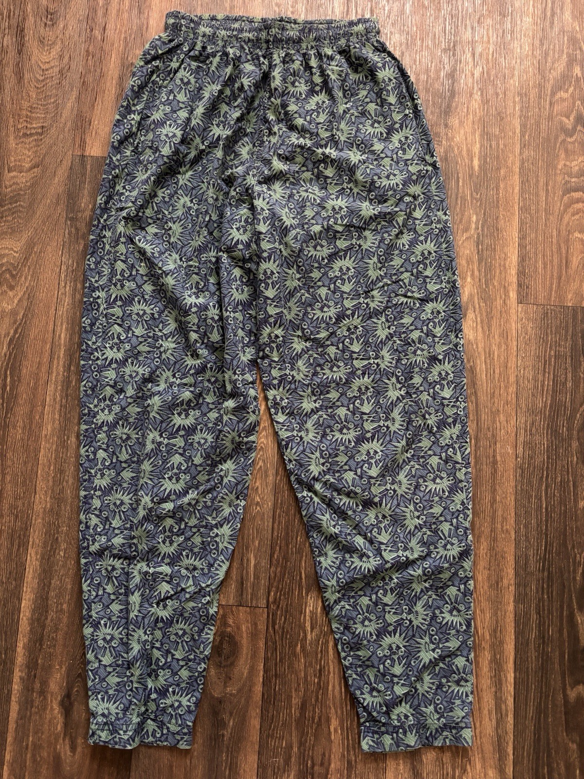 Vintage 80s 90s Parachute Pants Womens S M Green Blue Hammer Baggy Harem Workout