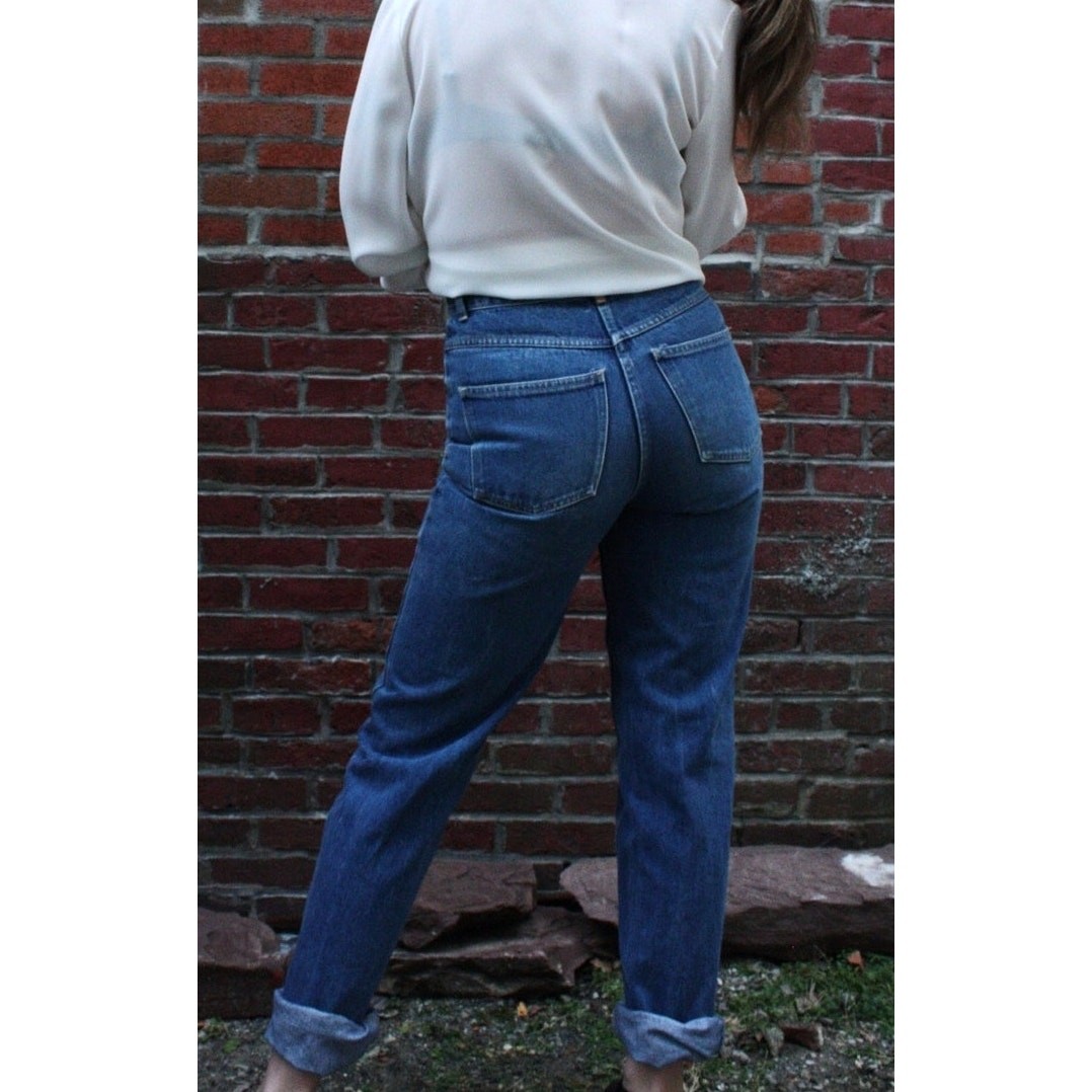 Vintage 80s Coca Cola High Waist Jeans | Medium Wash Straight Leg Denim | W28″