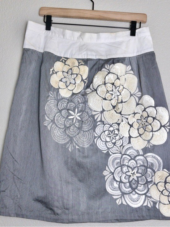 Vintage Dries Van Noten ALine Skirt 42 Floral Embroidery Sequin Beaded 6