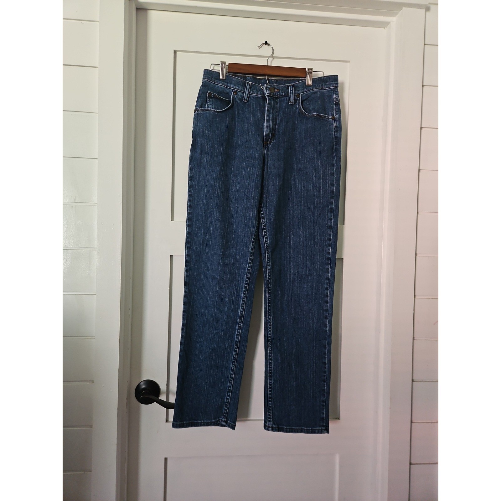 Vintage Riders by Lee Straight Leg Jeans 10M Medium Wash Stretch High Mid Rise 9