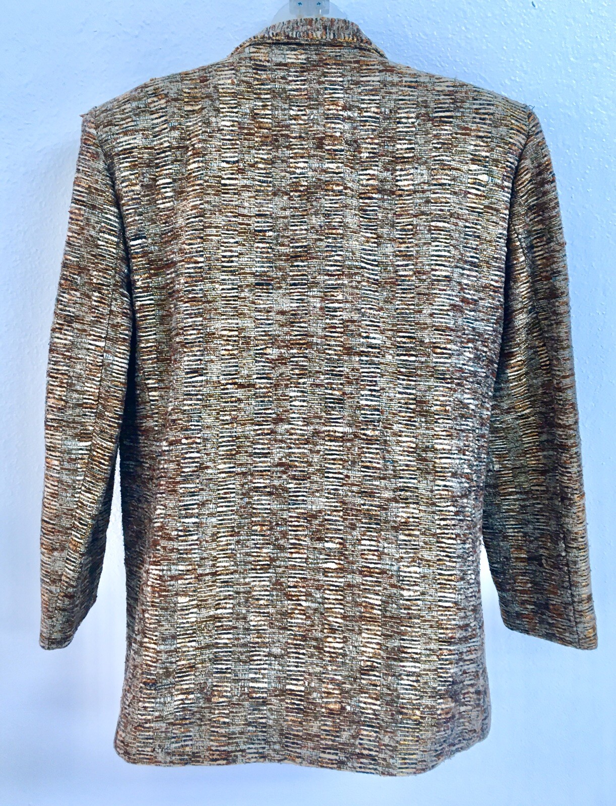 “THE ICING” VINTAGE METALLIC GOLD~BRONZE TWEED LINED BLAZER/JACKET SZ MED