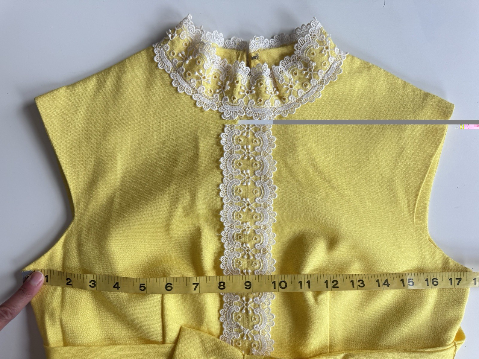 vintage 70s lorrie deb yellow bow lace maxi prairie cottage core mod dress ILGWU