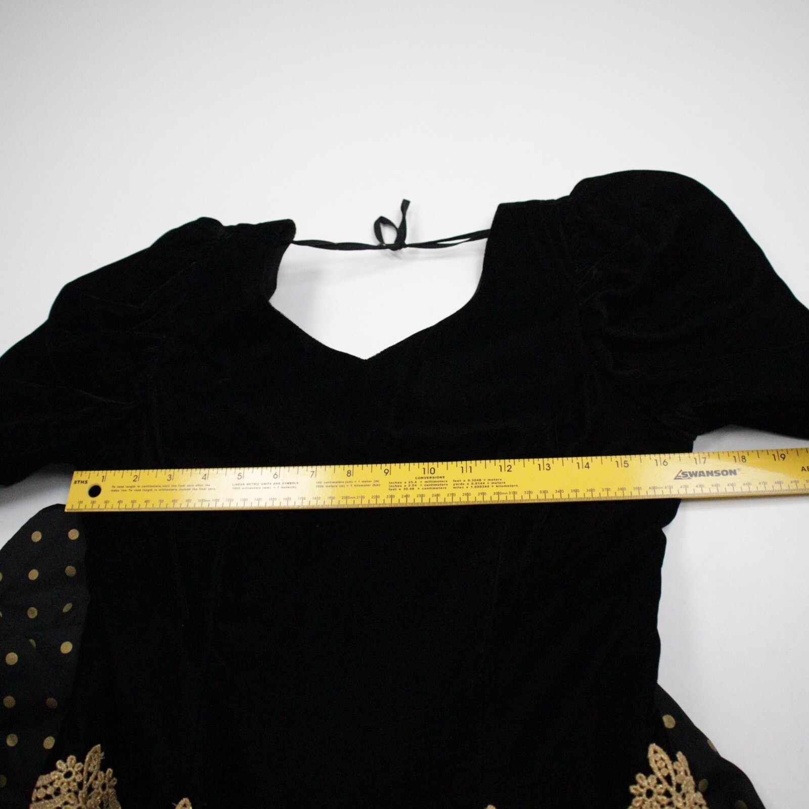 Expo Night Vintage 80s Black Velvet Gold Polka Dot Medieval Costume Retro Sz 10