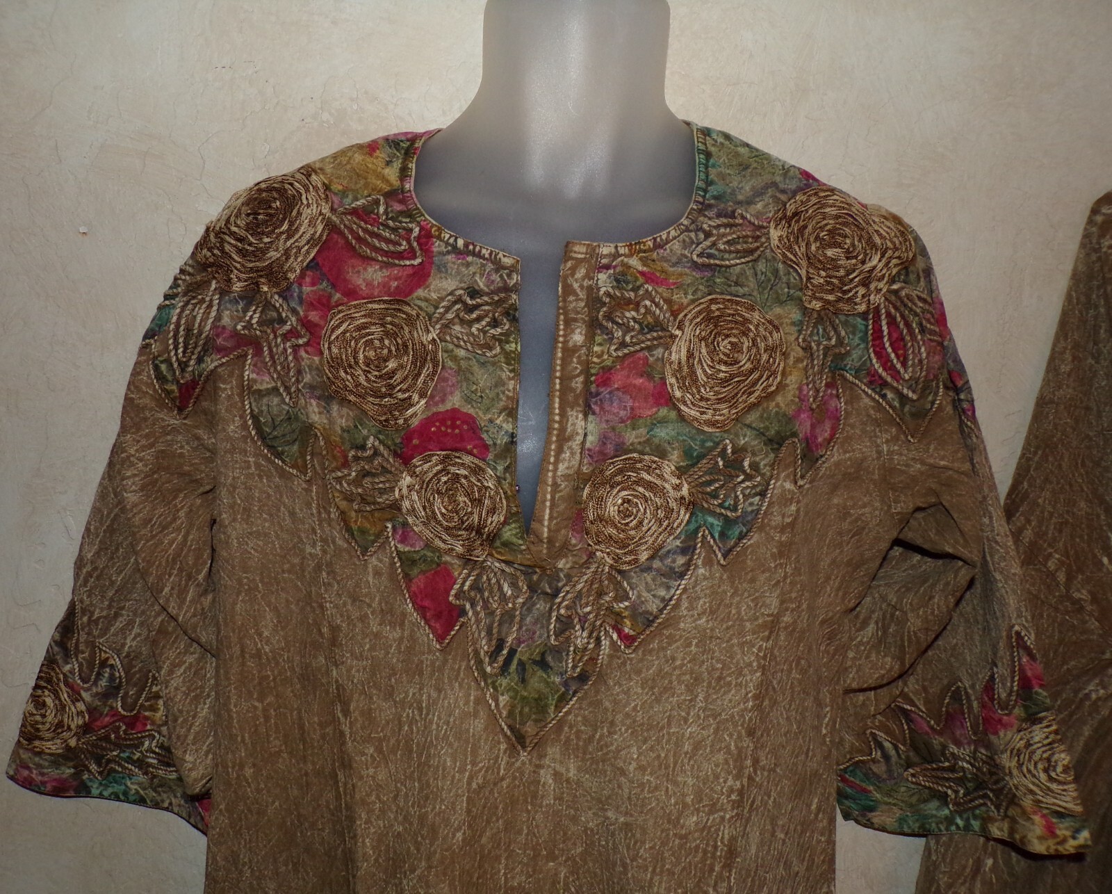 Vintage Embellished Tunic & Harem Shalwar Pants Stone washed Boho Hippy OS