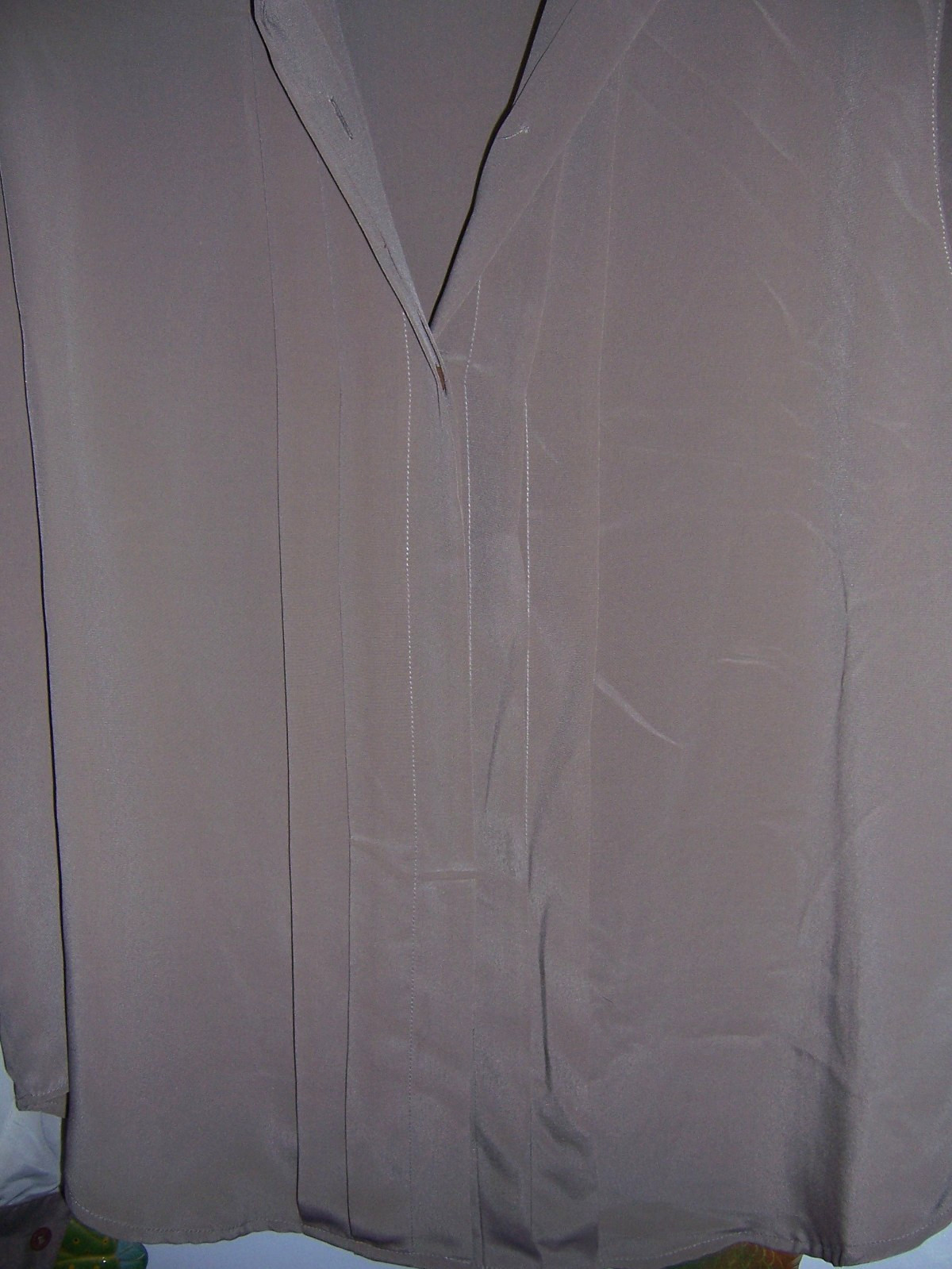 VINTAGE MICHELLE STUART BEIGE POLYESTER L/S BLOUSE – SIZE 10