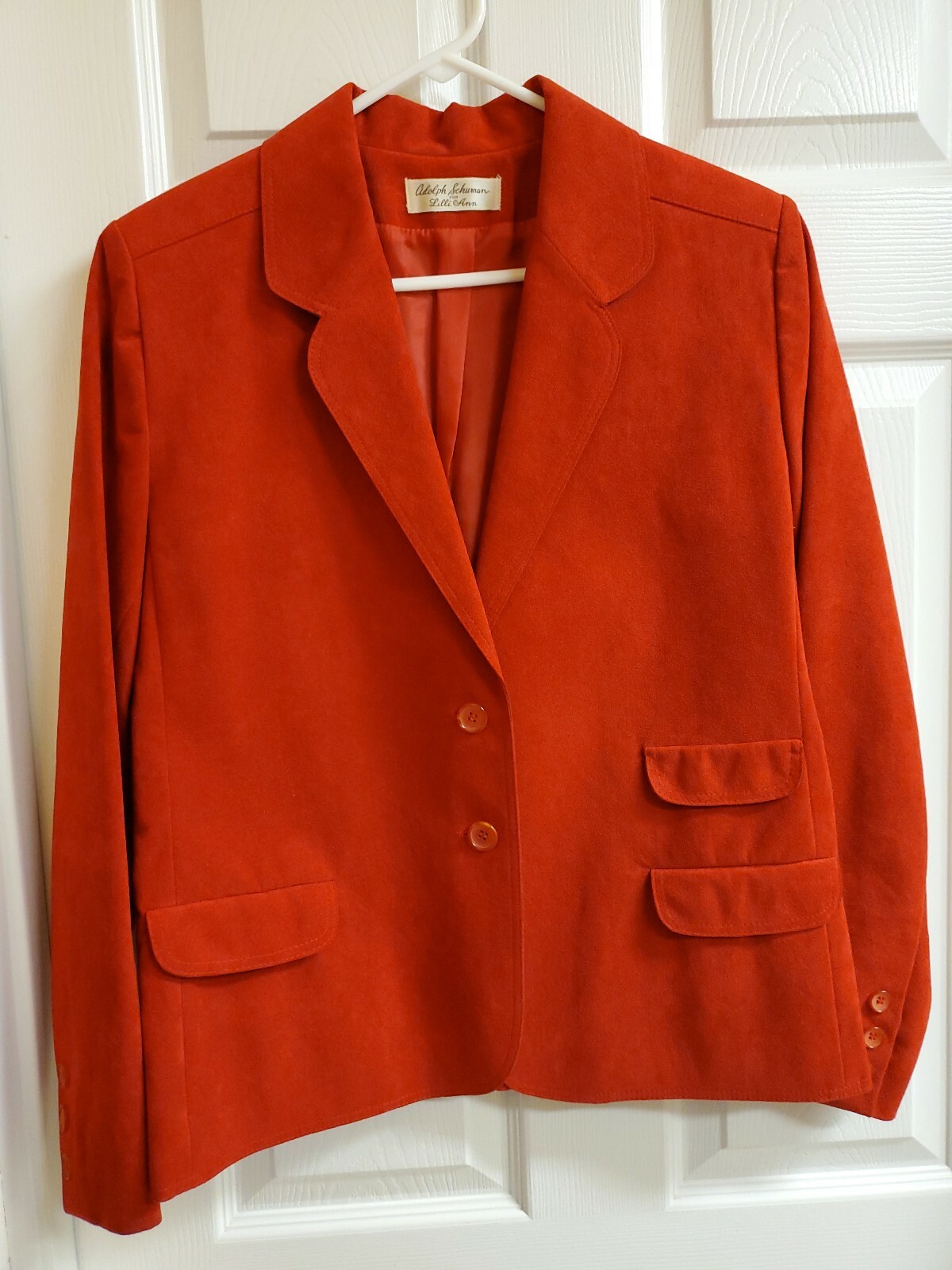 Vintage Adolph Schuman For Lilli Ann Ladies Red Suede Blazer/Jacket Size 10
