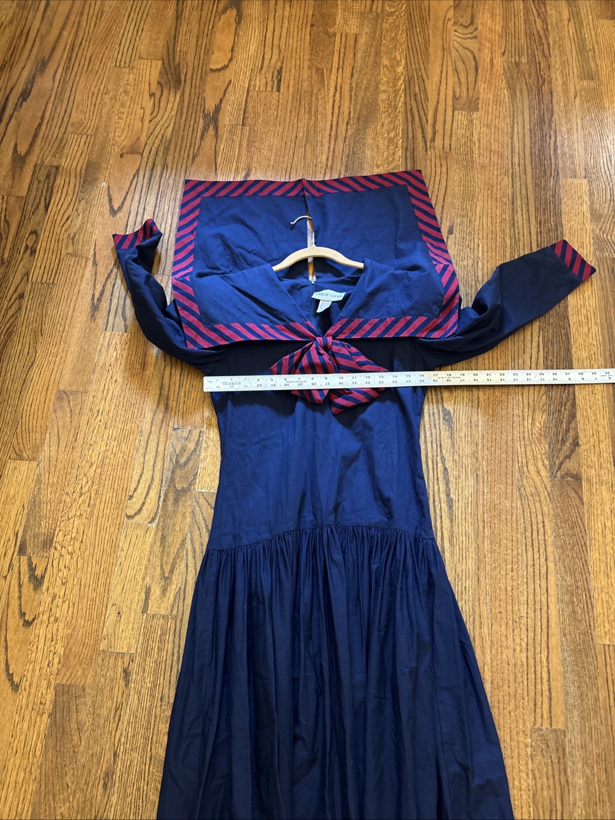 Leslie Lucks Vintage 80’s Dress Size 4. Blue Sailor Collar. Preowned