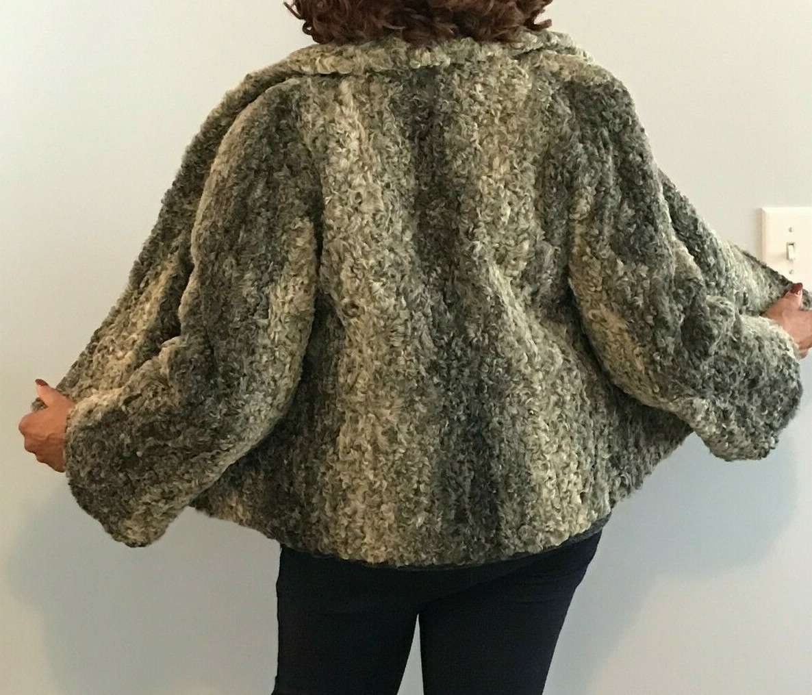 Persian Lamb Jacket Vintage Size Medium (8-10) Variegated Gray Boho Retro