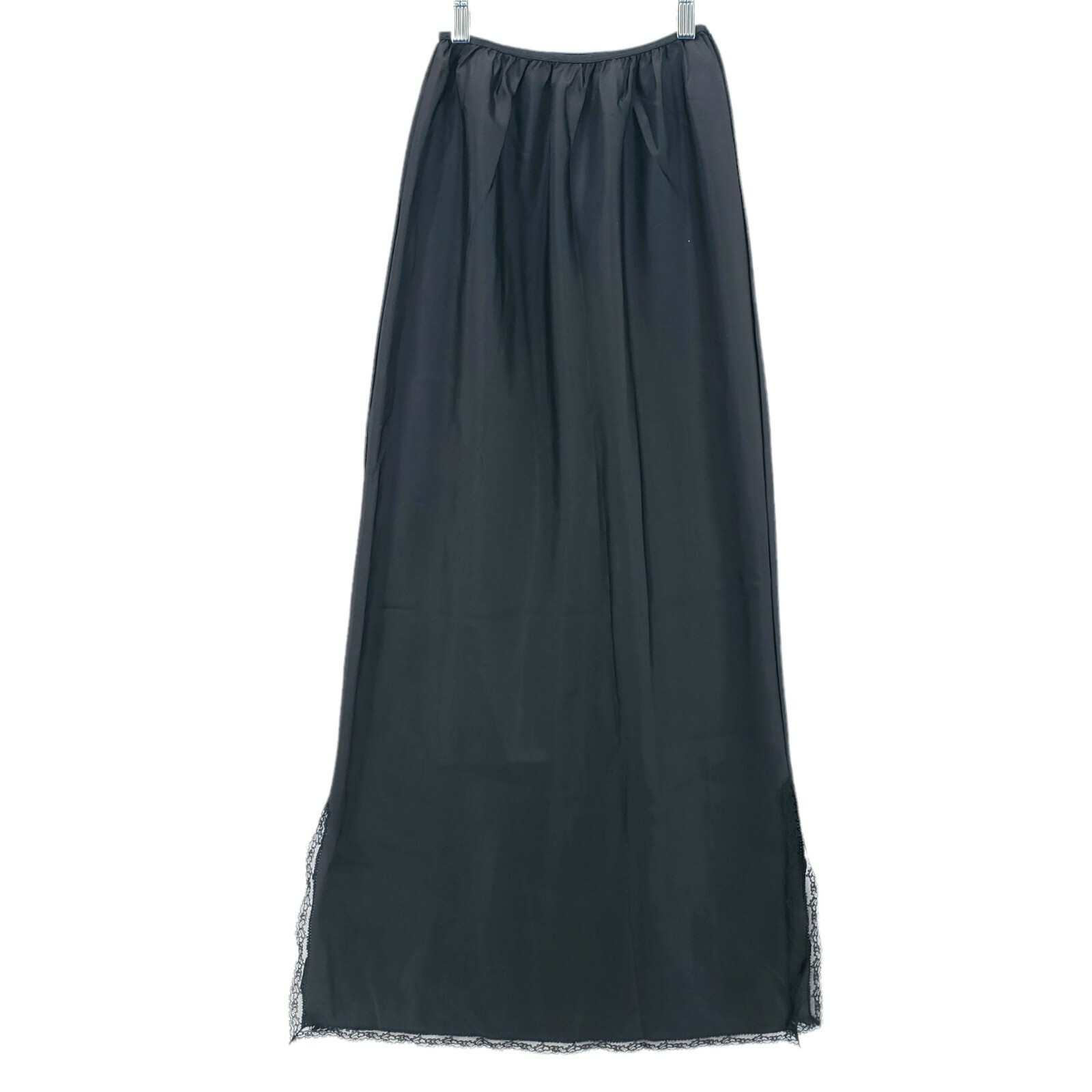 OPERA Vintage Black Long Half Slim Lace Trim Side Slits Size XS/S