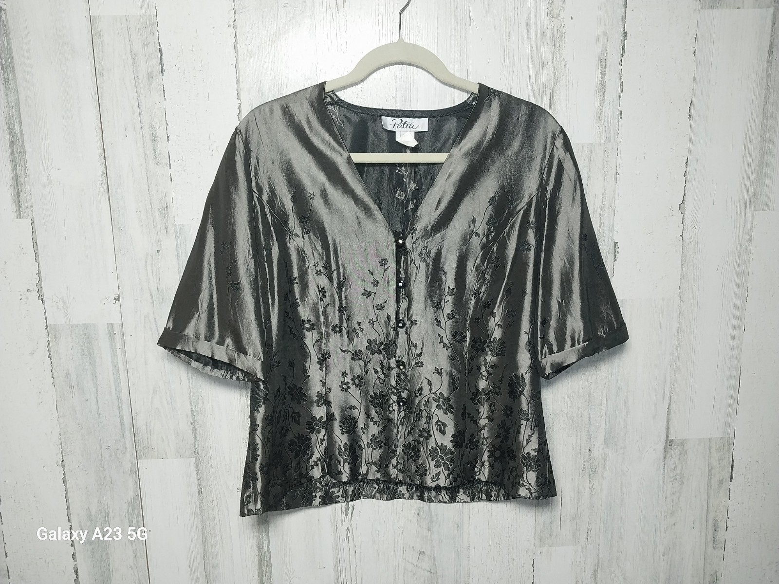 Vintage Patra Women’s Size 12 Floral Embroidered Satin Top