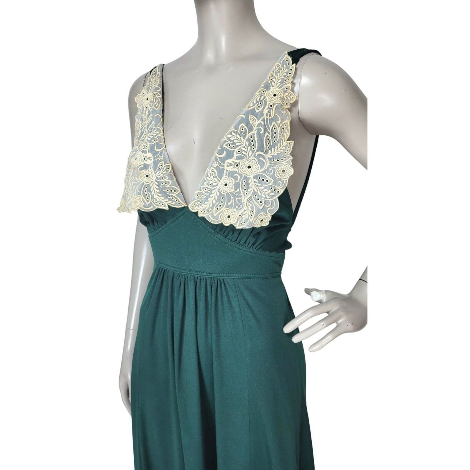 Vintage 70s Strappy Backless Lace Bust Sexy Hostess Prom Party Maxi Dress