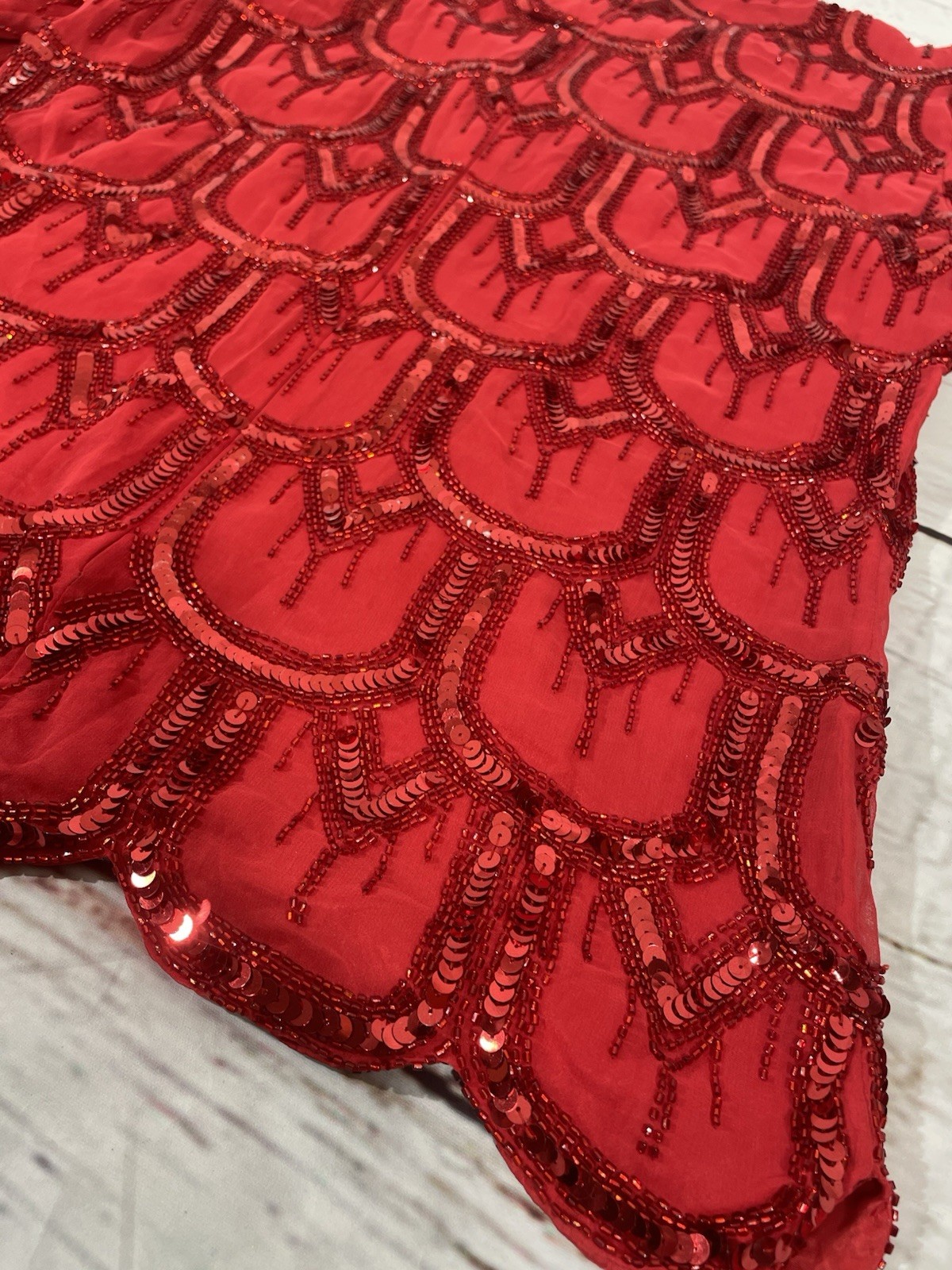 Vintage Niteline Blouse 100% silk beaded & sequins Women size medium