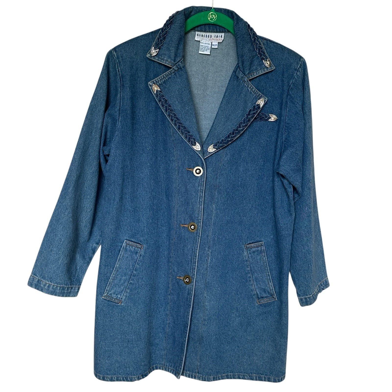 Vintage Bedford Fair Blue Denim Jacket Women’s Petite Medium Studded Western
