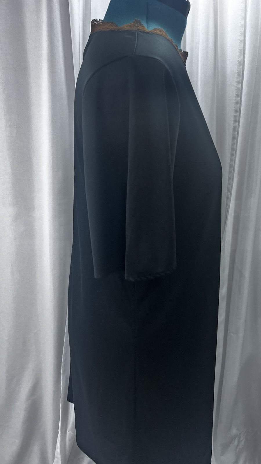 Vintage Anthony Richards Black Dress With Lace Neckline Size 14 1/2
