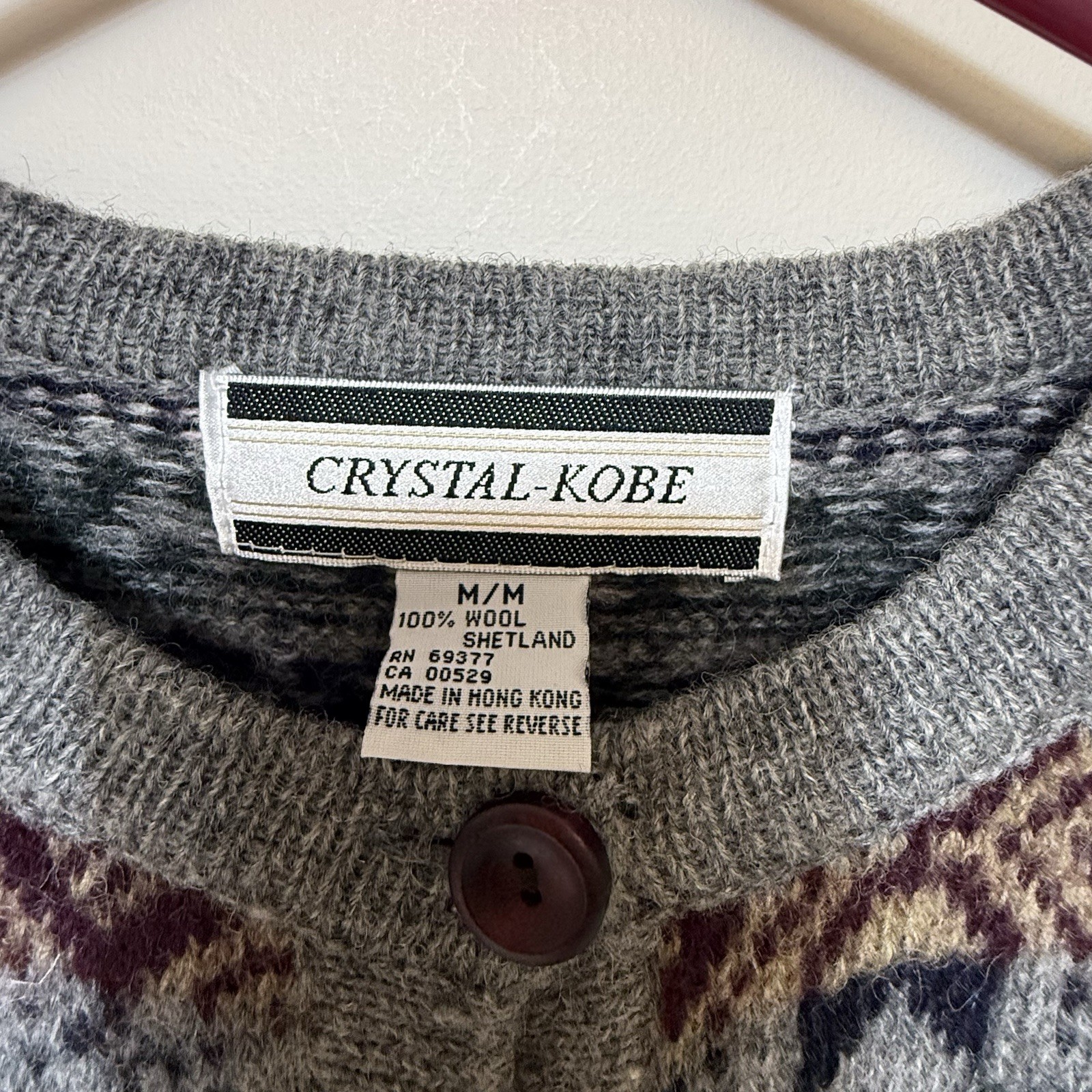 Vintage Crystal Kobe 100% Wool Shetland Cardigan Women’s M Button Up Cottage