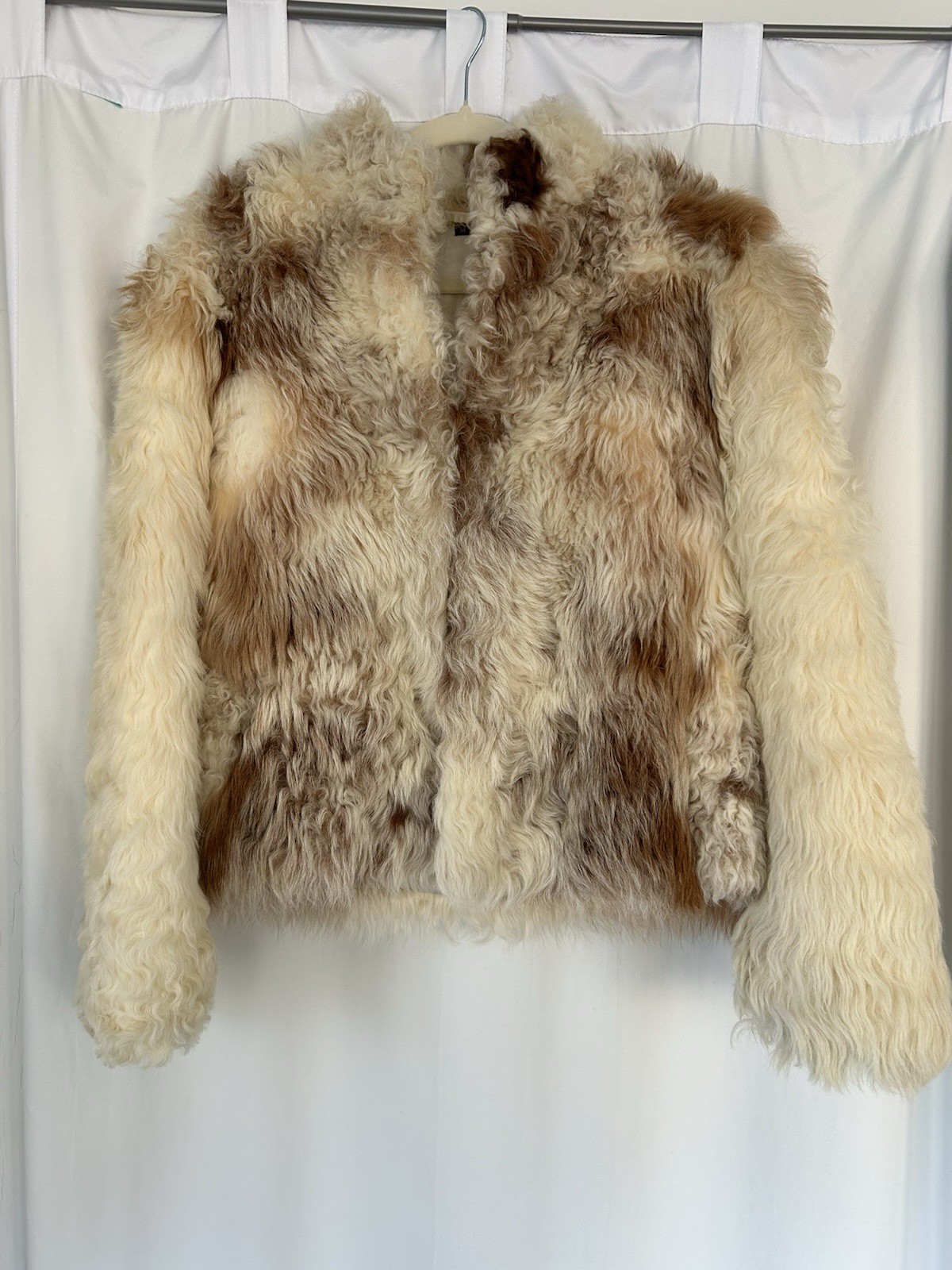 Authentic Vintage Mongolian Lamb Fur 1970s Boho Cropped Coat