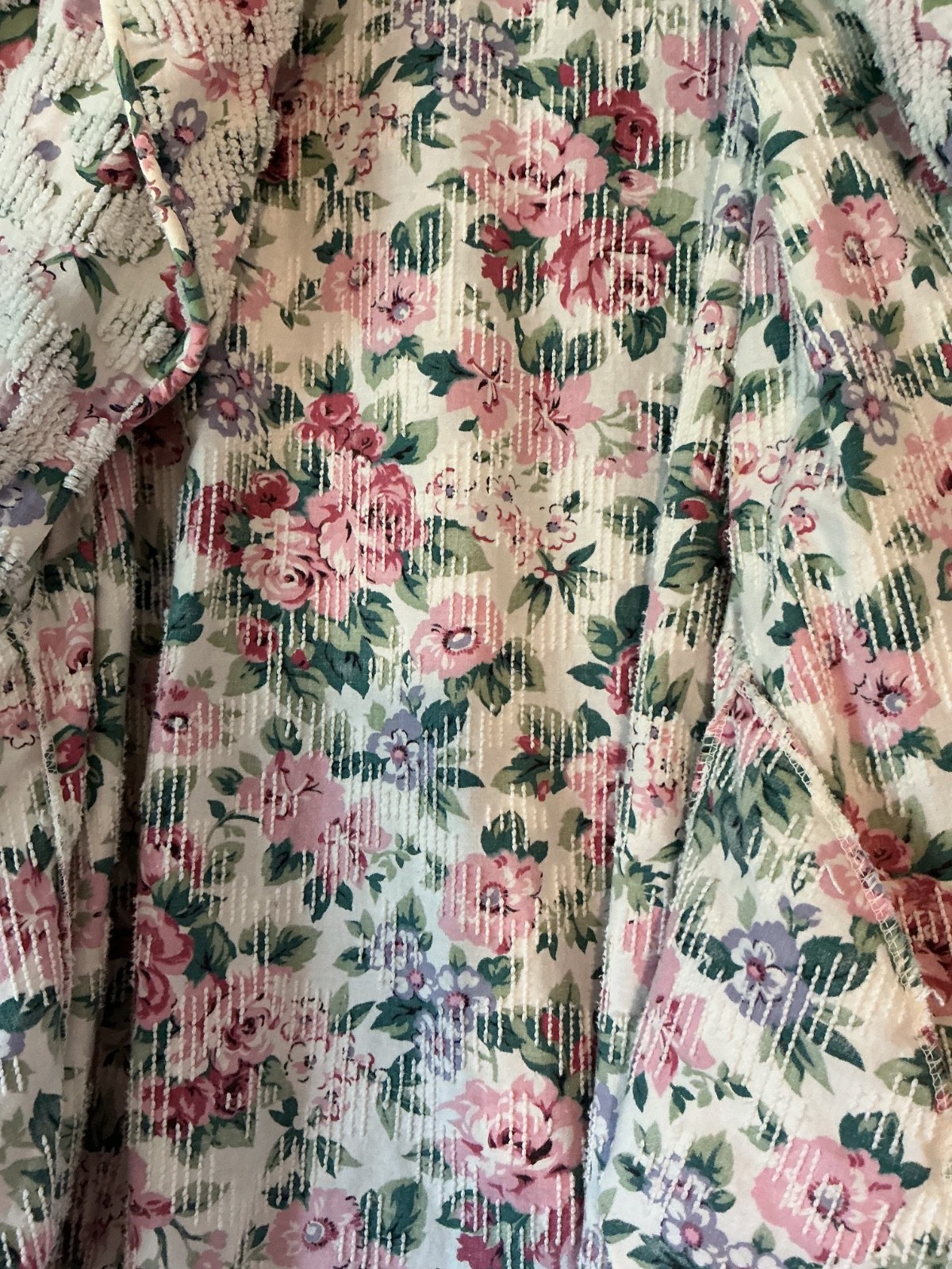 Vintage 60s Stan Herman Herbcraft Chenille Floral Belted Robe Women’s Med/Large