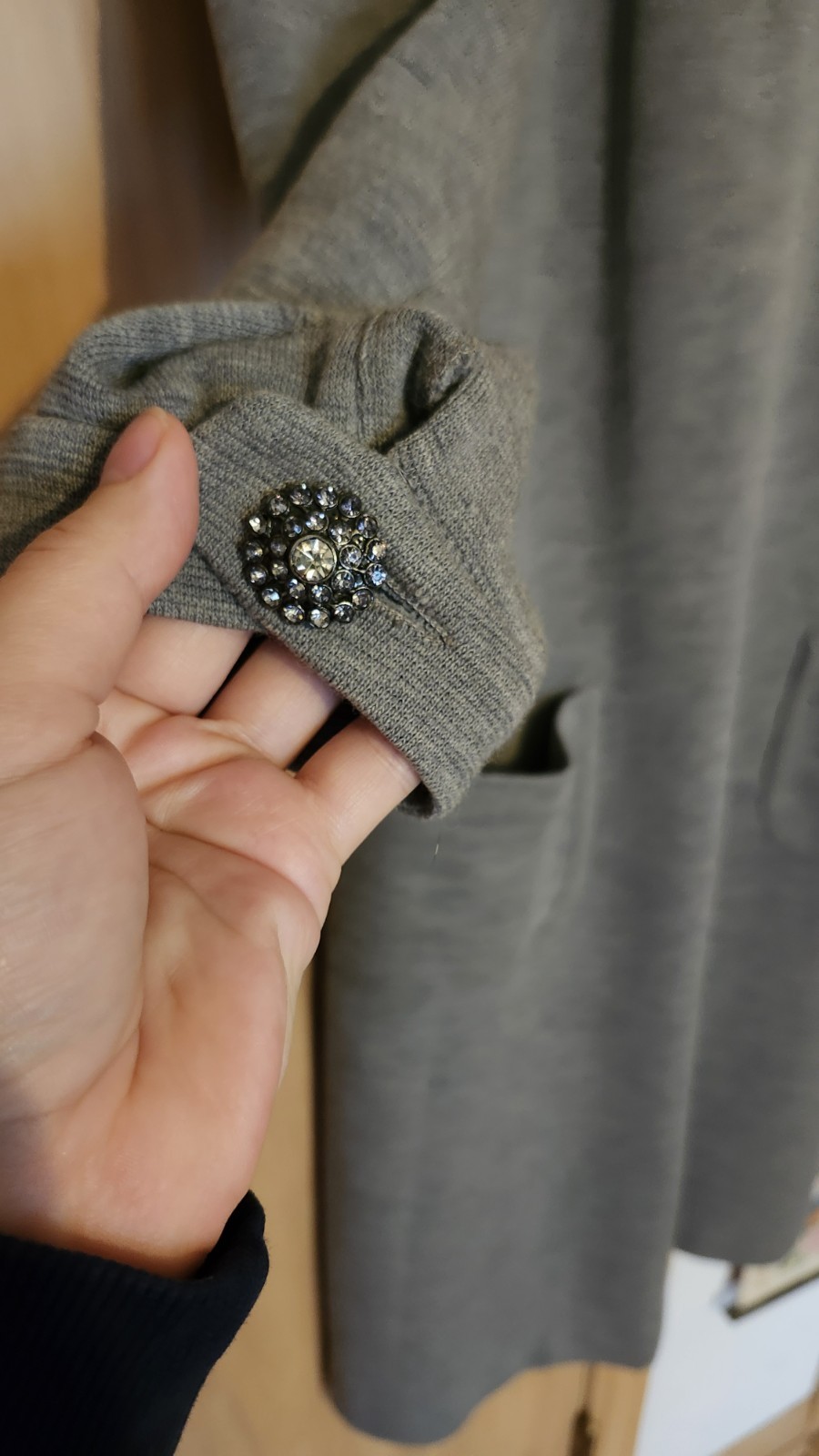 Vintage 1960s Medium Large Nantucket Knitters Gray Shift Dress Pockets