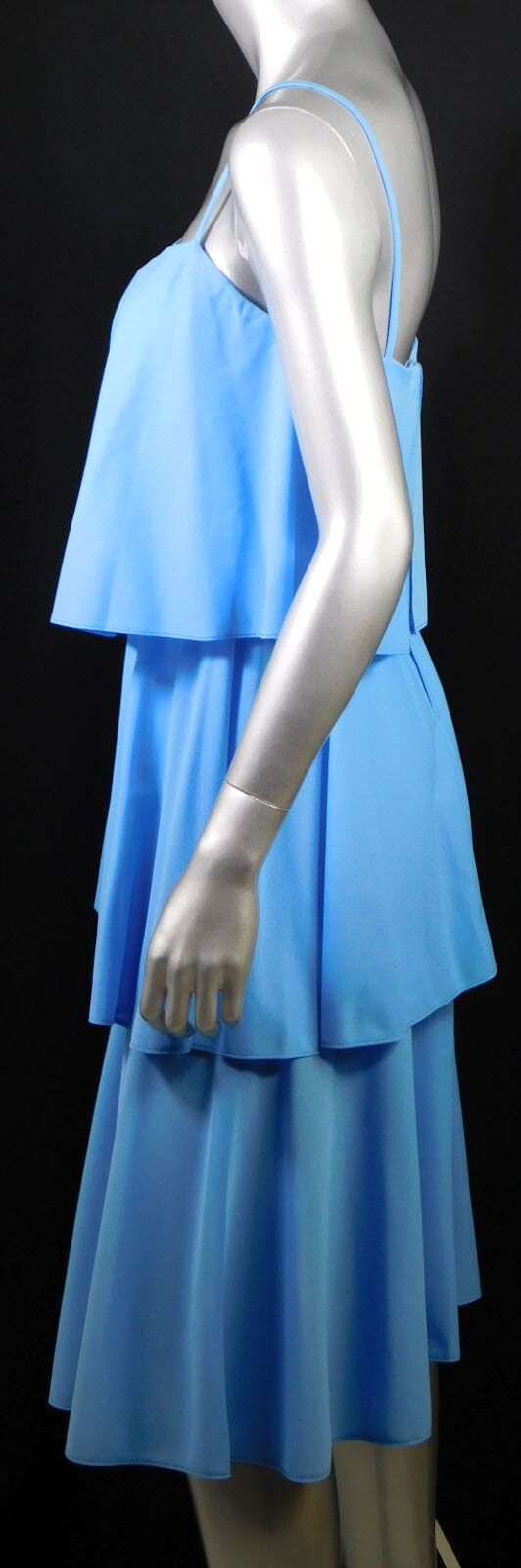 80s Sky Blue Tiered STELLA Sun Dress Prototype SpaghettiStrap Indie New Wave XXS