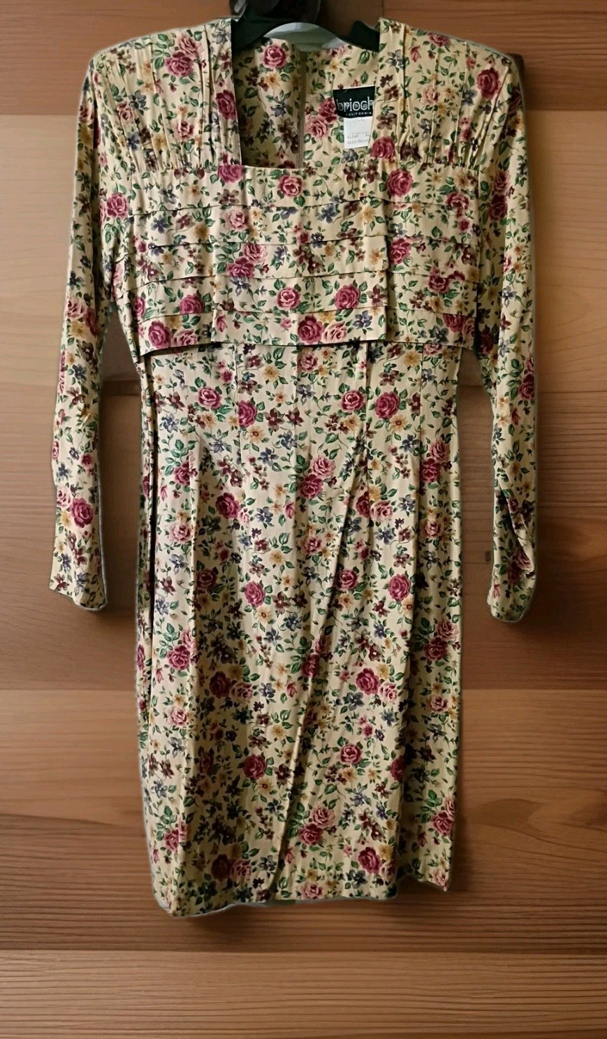 Vintage 80s Pleated Floral Cottagecore Mini Dress Shoulder Pads Long Sleeve 9/10