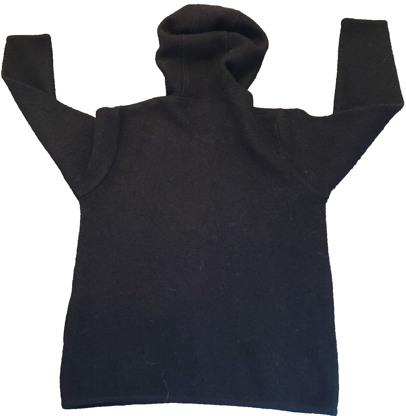 Lisa International Black Boiled Wool Cardigan Sweater Snowflakes S 44 x 26 in