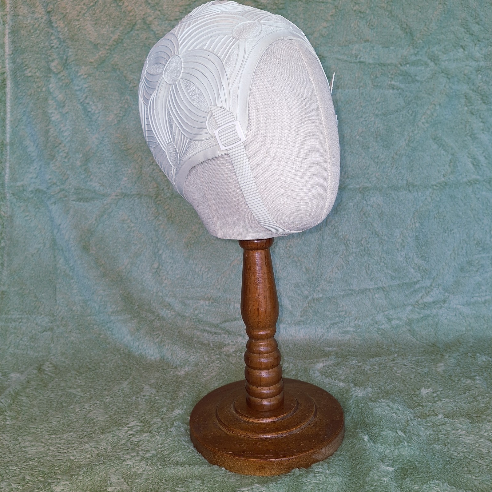 Vintage Women’s Capella Off White Rubber Swim Bathing Cap Spain 51