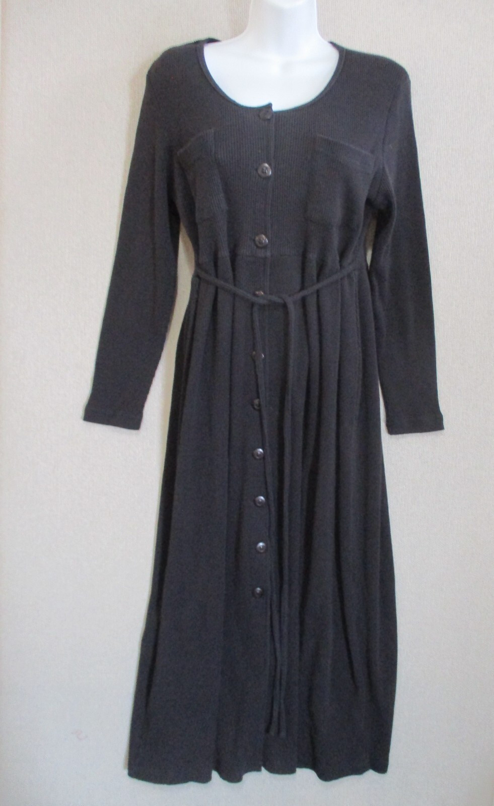 Vintage 90’s Metropolitan Long Thermal Dress Size Large Black Grunge