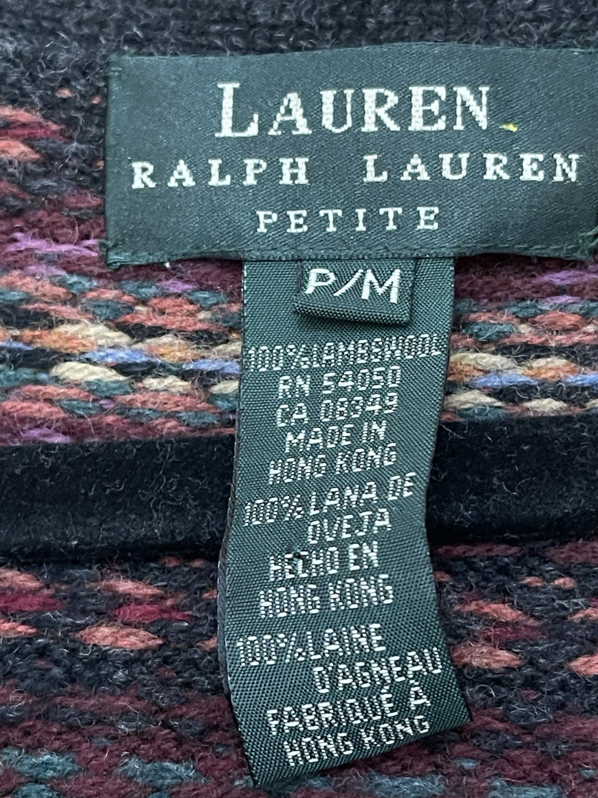 Vintage Ralph Lauren Lambswool Fair Isle Long Cardigan Sweater Coat Size PM