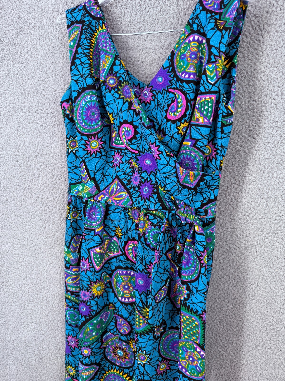 Vintage 60s 70s Maxi Dress Psychedelic Hippie Para Ti Union Made 13/14 Modern M