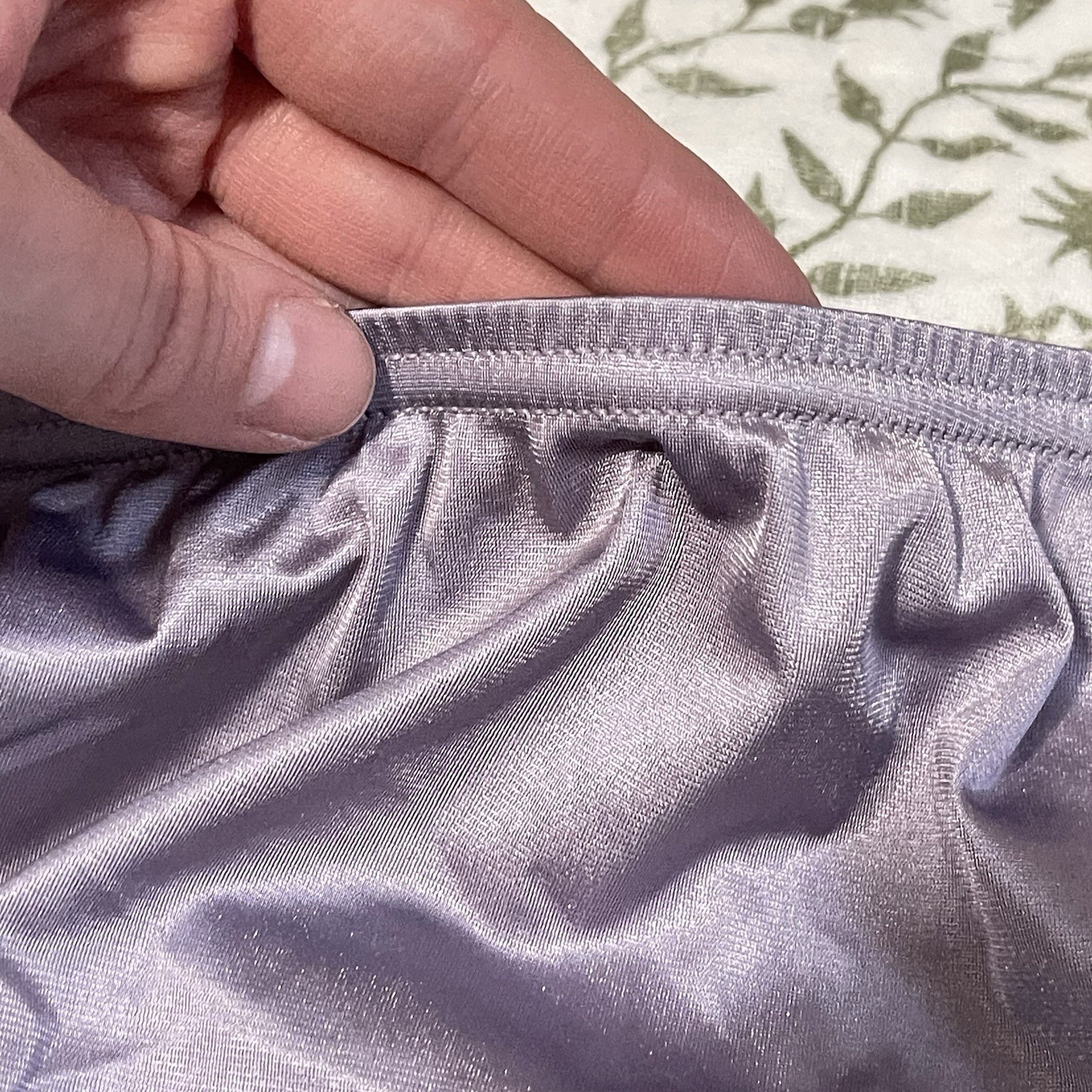 VTG Vanity Fair Panties Purple Lace Nylon High Waisted 8/XL Sheer Sissy Satin