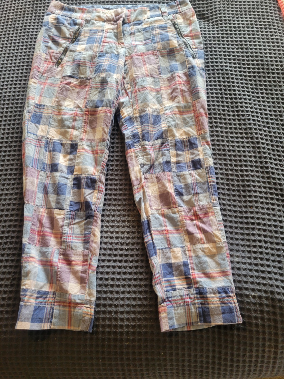 VINTAGE J CREW MADRAS PATCHWORK CLAMDIGGERS CAPRI PANTS SIZE 2 SIZE XS
