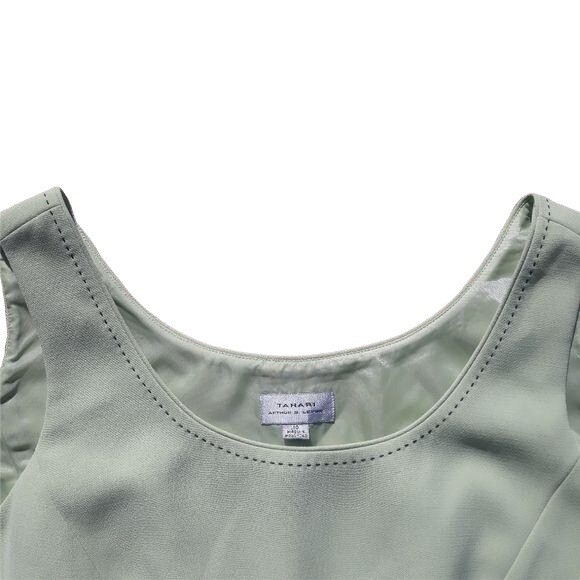 80’s Tahari Top 10 Shell Tank Pastel Pistachio Exposed Stitching Scoop Neck