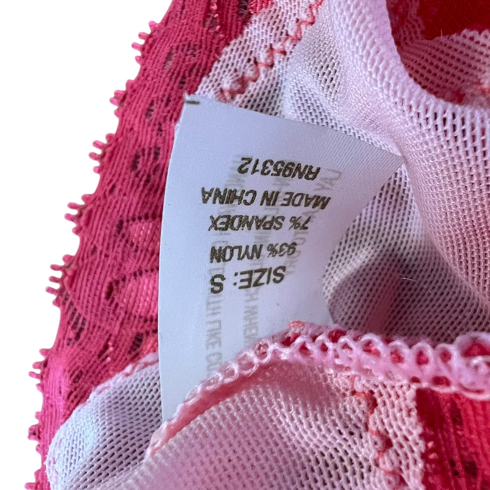 Vintage Panties Small Nylon Ruffled Lace Stretch Pink Sheer High Cut Cheeky Y2K
