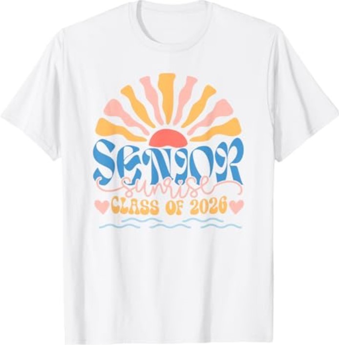 Senior Sunrise 2026 Boho Colorful High School Jenior Retro T-Shirt
