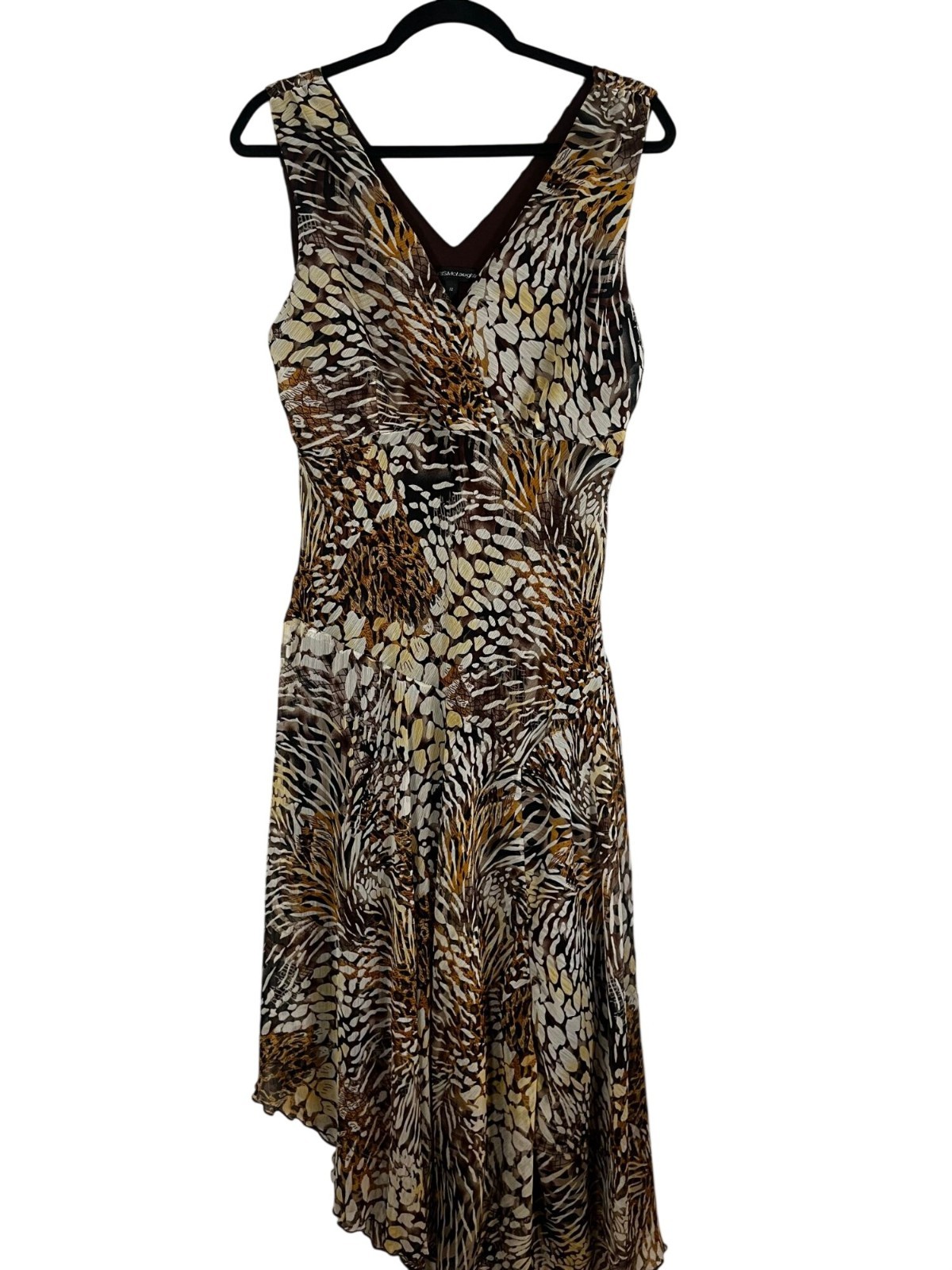 Retro Animal Print Tank Maxi Dress Brown 14 Leopard Earthy 90s Vintage Flowy