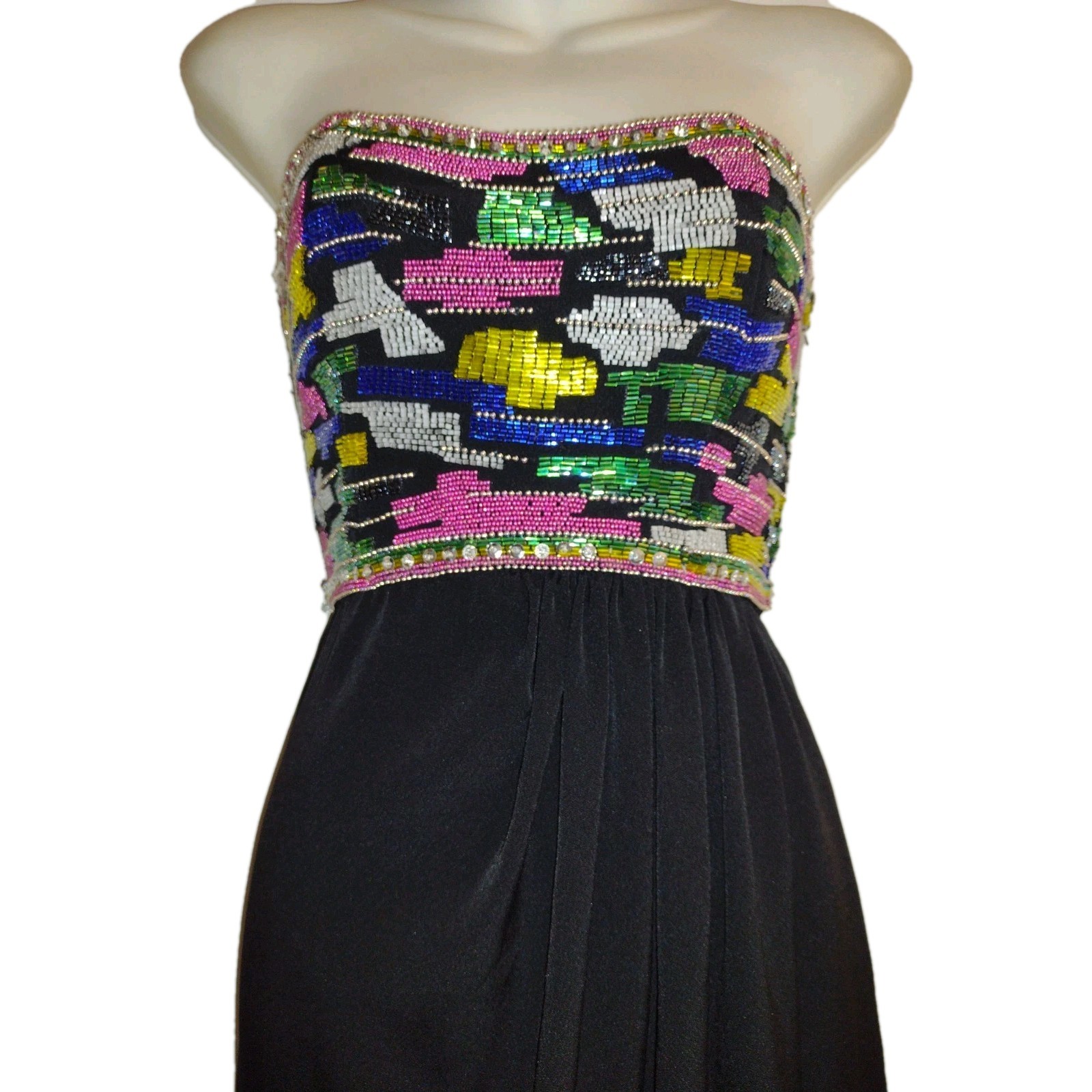 GLAM Vintage Audrey Hepburn Strapless Beaded Evening Gown Dress