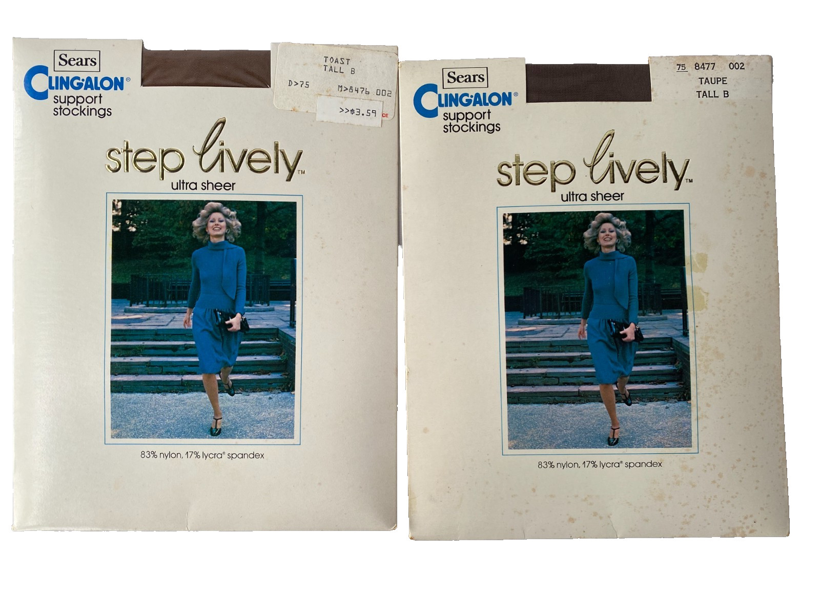 Vtg Sears Cling-Alon Step Lively Support Stockings NOS Ultra Sheer Tall 11-12