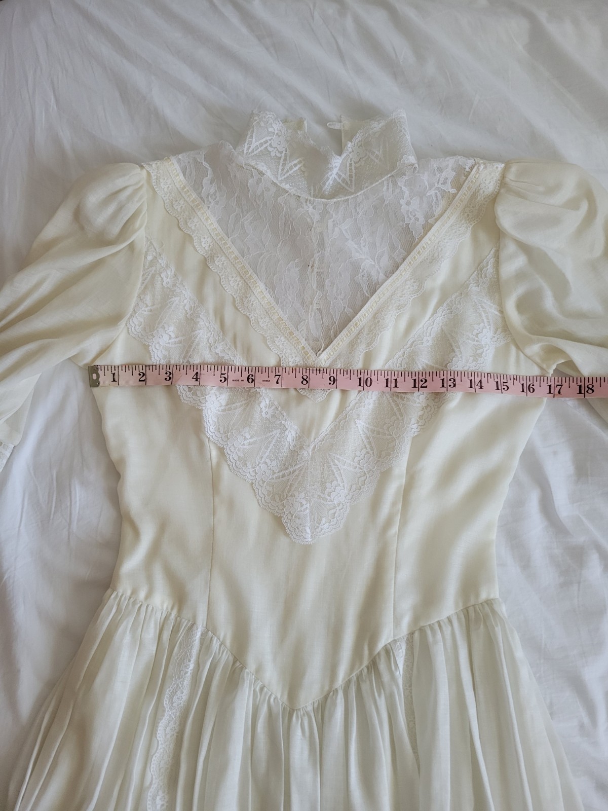 Gunne Sax Jessica McClintock 1980s White High Neck Midi Dress Modern Size 4