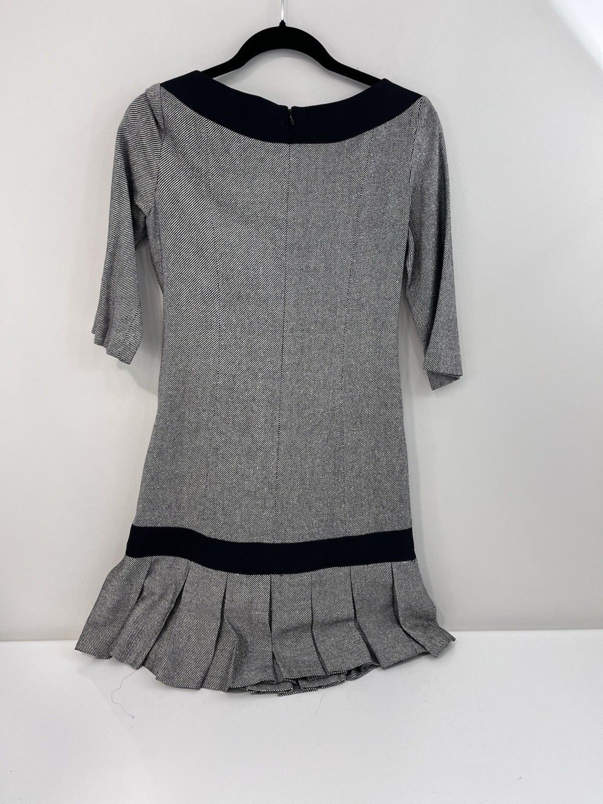 Pendleton Wool Silk Blend Dress Black Size 6 Petite Pleated Drop Waist Vintage