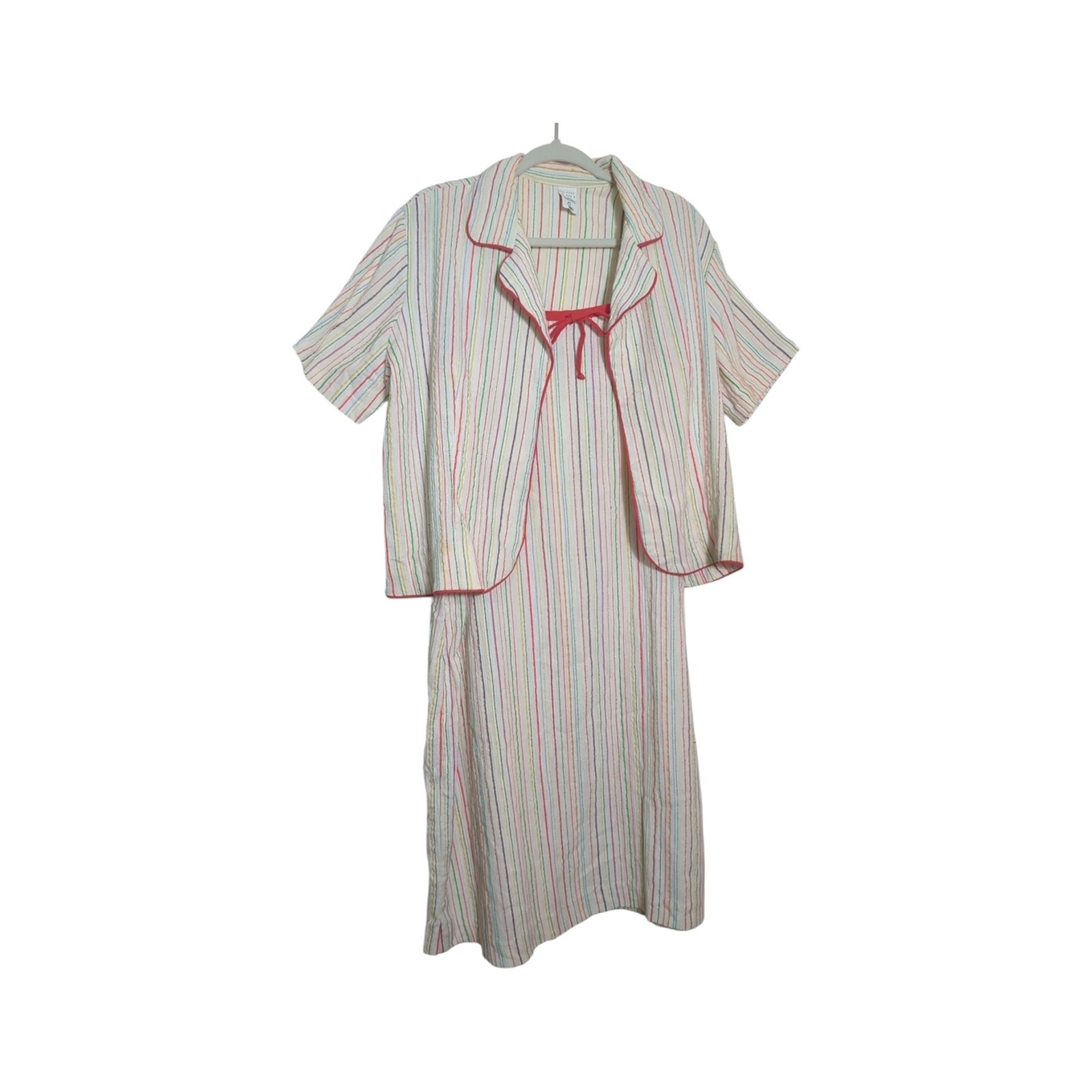 Vintage 1970s Sears Rainbow Stripe Dress Set Size 22.5 Made USA Coastal Retro
