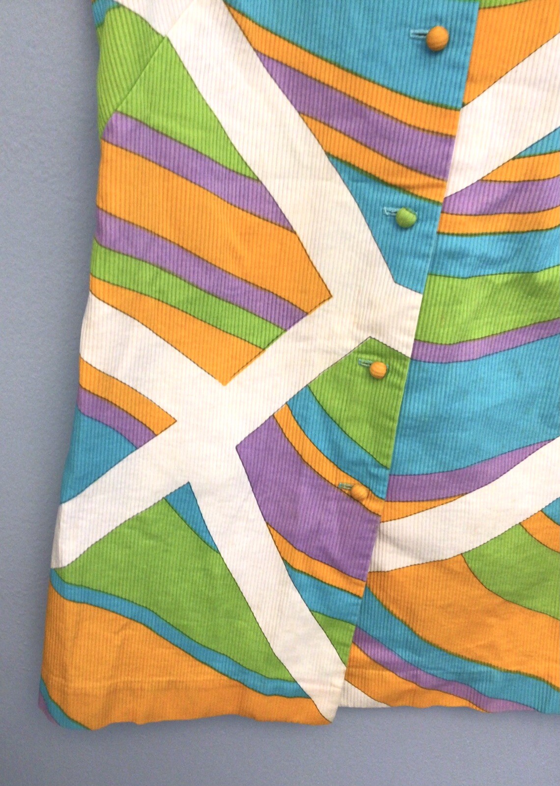 VINTAGE TORI RICHARDS HONOLULU COLORFUL 70’s MOD GOGO BUTTON WOMANS MINI DRESS
