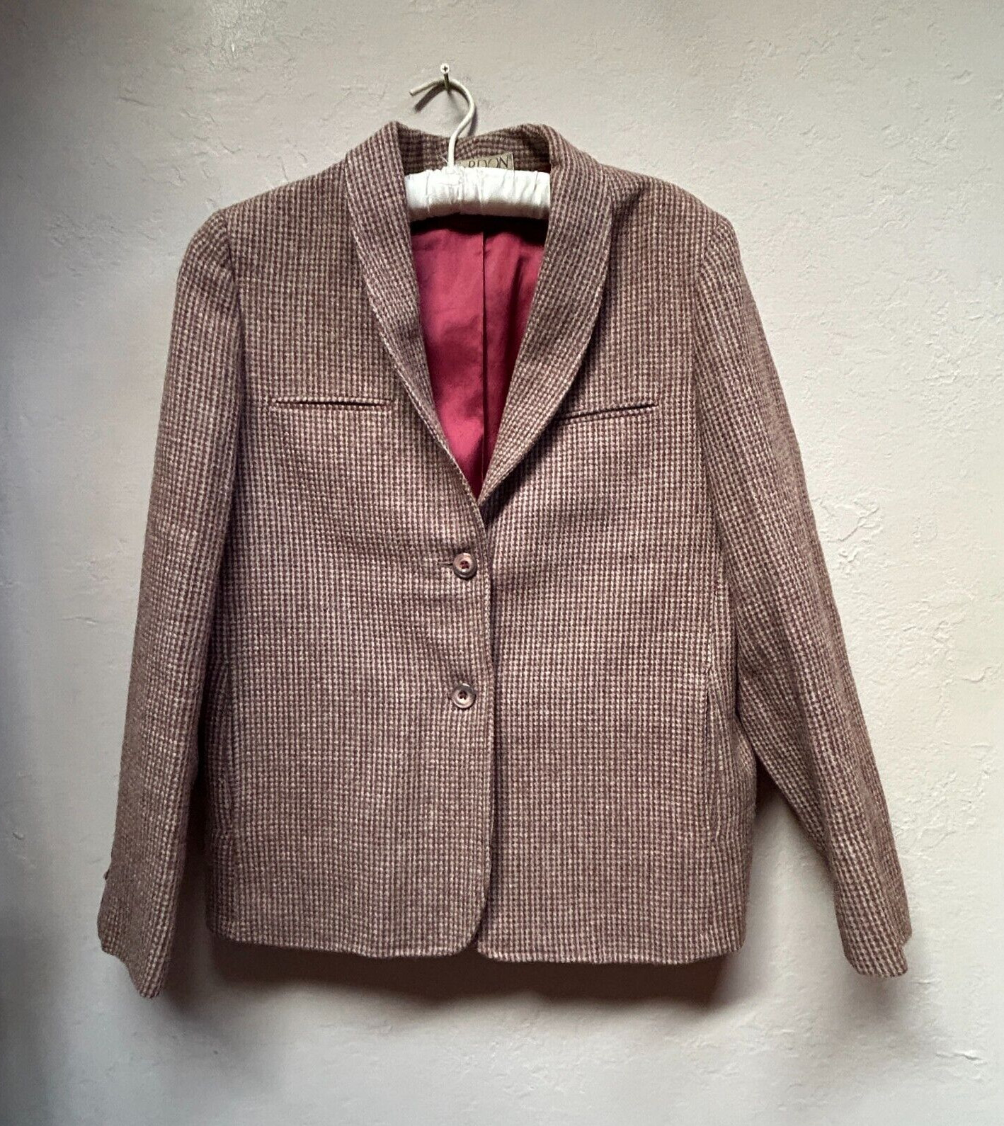 Vintage Gordon of Philadelphia Pure Wool Plaid Blazer Two-Button Jacket 12 Red