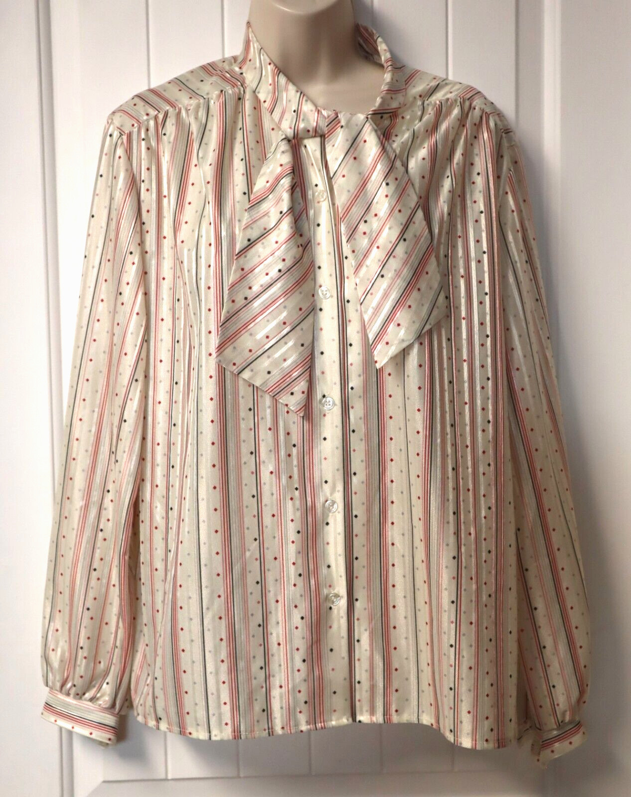 Vintage 70s 80s CRICKET LANE striped blouse size 18 (NWT)