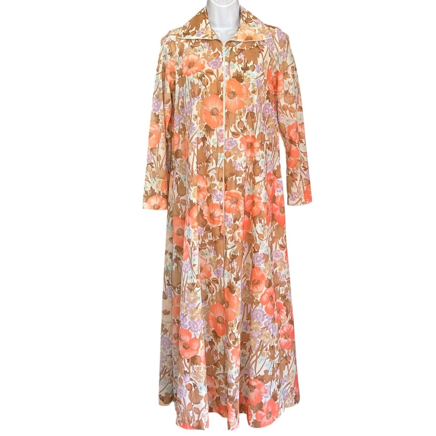 Vintage Kayser Floral Maxi Robe House Dress Retro Psychedelic Boho Loungewear