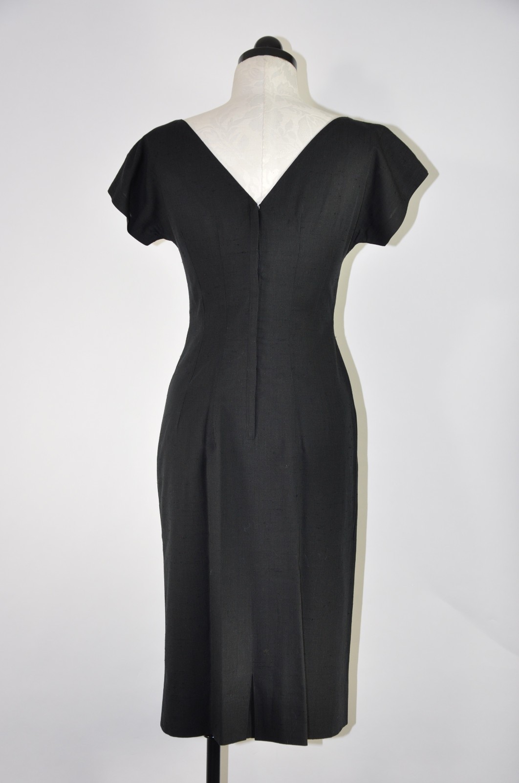 VTG 1950s Lilli Diamond Black White Embroidery Two Piece Coat Pencil Dress Set S